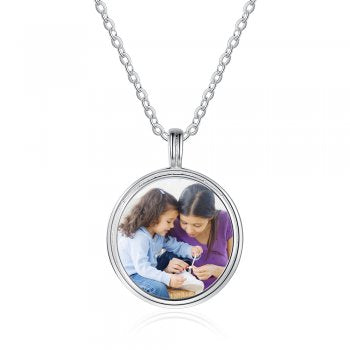 925 Silver Engraved Photo Necklace