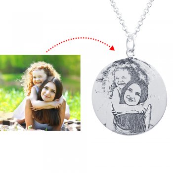 925 Sterling Silver Photo Engraved Necklace