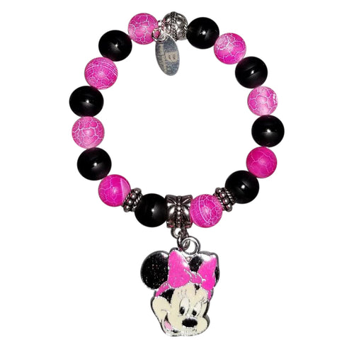 Children's Glittered Minnie Mouse Charm Bracelet
