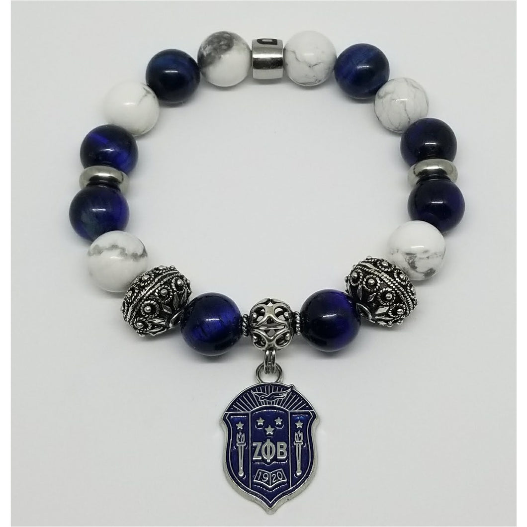 Zeta Phi Beta Blue White Bracelet