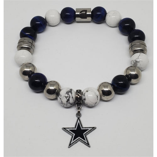 Cowboys Men Blue and Silver Bracelet
