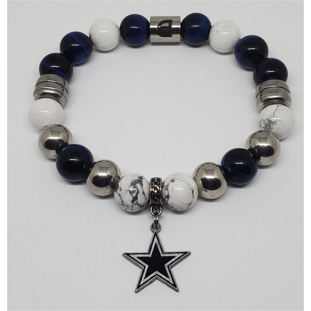 Cowboys Men Blue and Silver Bracelet