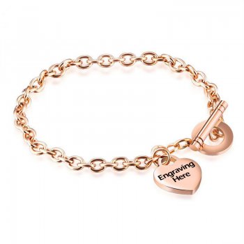 Rose Gold Stainless Steel Engraved Bracelet