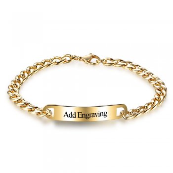 Stainless Steel Engraved Ladies/Kids Gold Bracelet