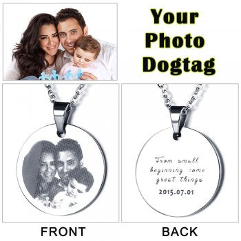 Stainless Steel Engraved Photo Necklace