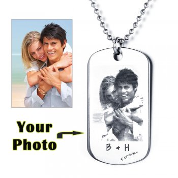 Stainless Steel Engrave Photo Necklace