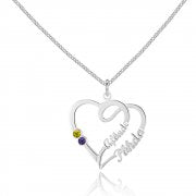 Personalized Two Name Birthstones Necklace