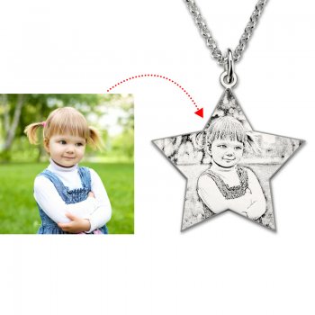 925 Sterling Silver Star Photo Necklace