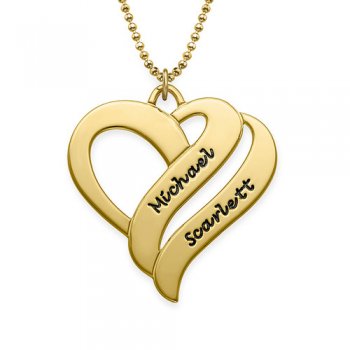 925 Gold Sterling Silver Two Hearts Forever One Necklace