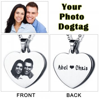 Stainless Steel Engraved Photo Necklace