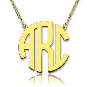 925 Gold Sterling Silver Three Letter Monogram Necklace