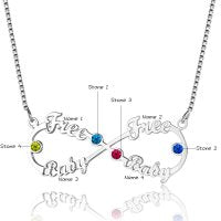 925 Sterling Silver 8-Shaped with Birthstones English Necklace