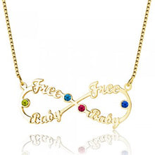 925 Sterling Silver 8-Shaped with Birthstones English Necklace