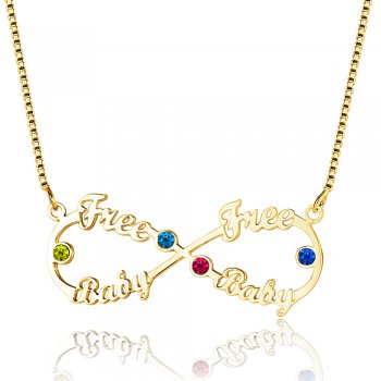 925 Sterling Silver 8-Shaped with Birthstones English Necklace