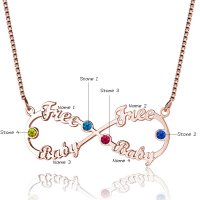 925 Sterling Silver 8-Shaped with Birthstones English Necklace