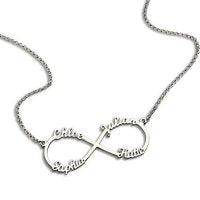 925 Sterling Silver 8-Shaped Four Name English Necklace