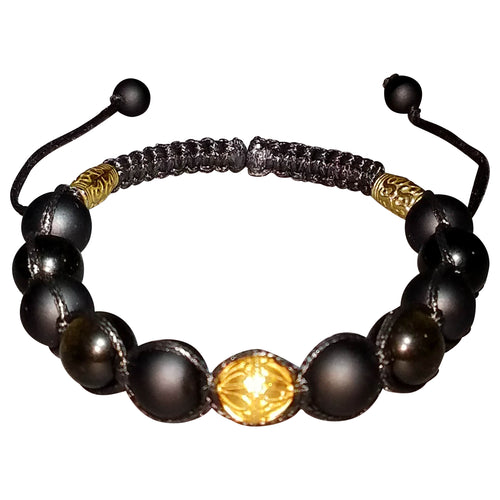 Black and Gold 12mm Shamballa Bracelet