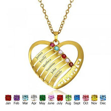 Personalized Six Name Birthstones Necklace