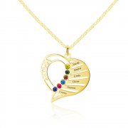 Personalized Six Name Birthstones Necklace